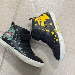 Black Kids Pokemon High-Top Sneakers with Cartoon Design